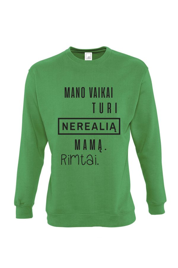 žalias džemperis su užrašu – spauda ant drabužių – dovana mamai – ačiū labai