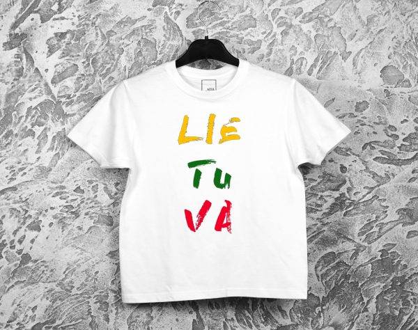 Balti vaikiški marškinėliai su užrašu Lietuva