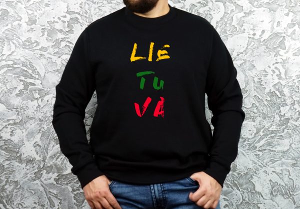 Juodas džemperis su užrašu Lietuva