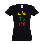 Juodi moteriški marškinėliai su užrašu Lietuva