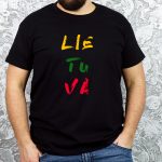 Juodi vyriški marškinėliai su užrašu Lietuva