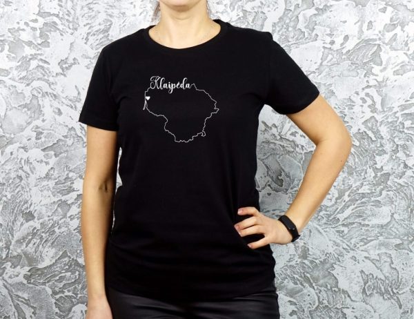 moteriški marškinėliai su užrašu mano miestas Klaipėda