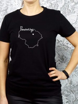 moteriški marškinėliai su užrašu mano miestas Panevėžys