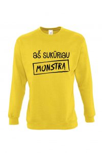 geltonas džemperis su užrašu aš sukūriau monstrą mamai arba tėčiui