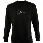 juodas džemperis muselinė žvejyba
