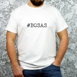 Balti vyriški marškinėliai su užrašu #bosas