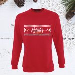 Raudonas kalėdinis džemperis su užrašu Kalėdos sirdyje