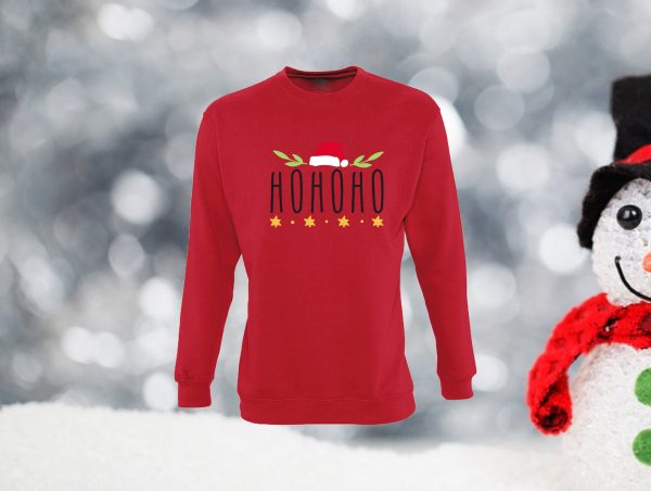 Raudonas vaikiškas kalėdinis džemperis su užrašu Ho ho ho
