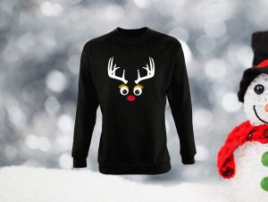 Juodas vaikiškas kalėdinis džemperis Elniukas