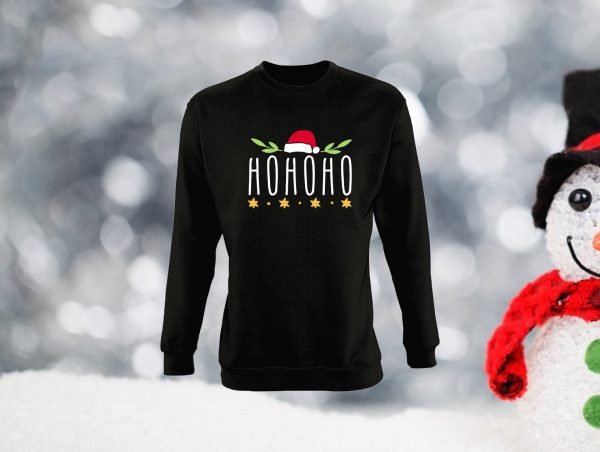 Juodas vaikiškas kalėdinis džemperis su užrašu Ho ho ho