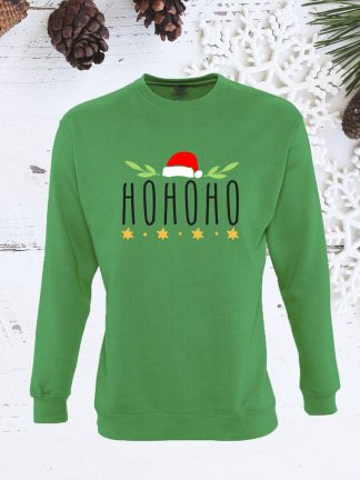 Žalias kalėdinis džemperis su užrašu Ho ho ho