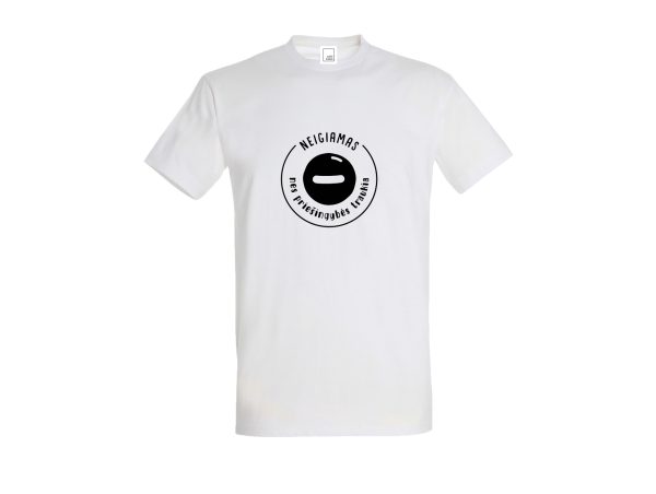 Balti unisex marškinėliai su užrašu Neigiamas, nes priešingybės traukia