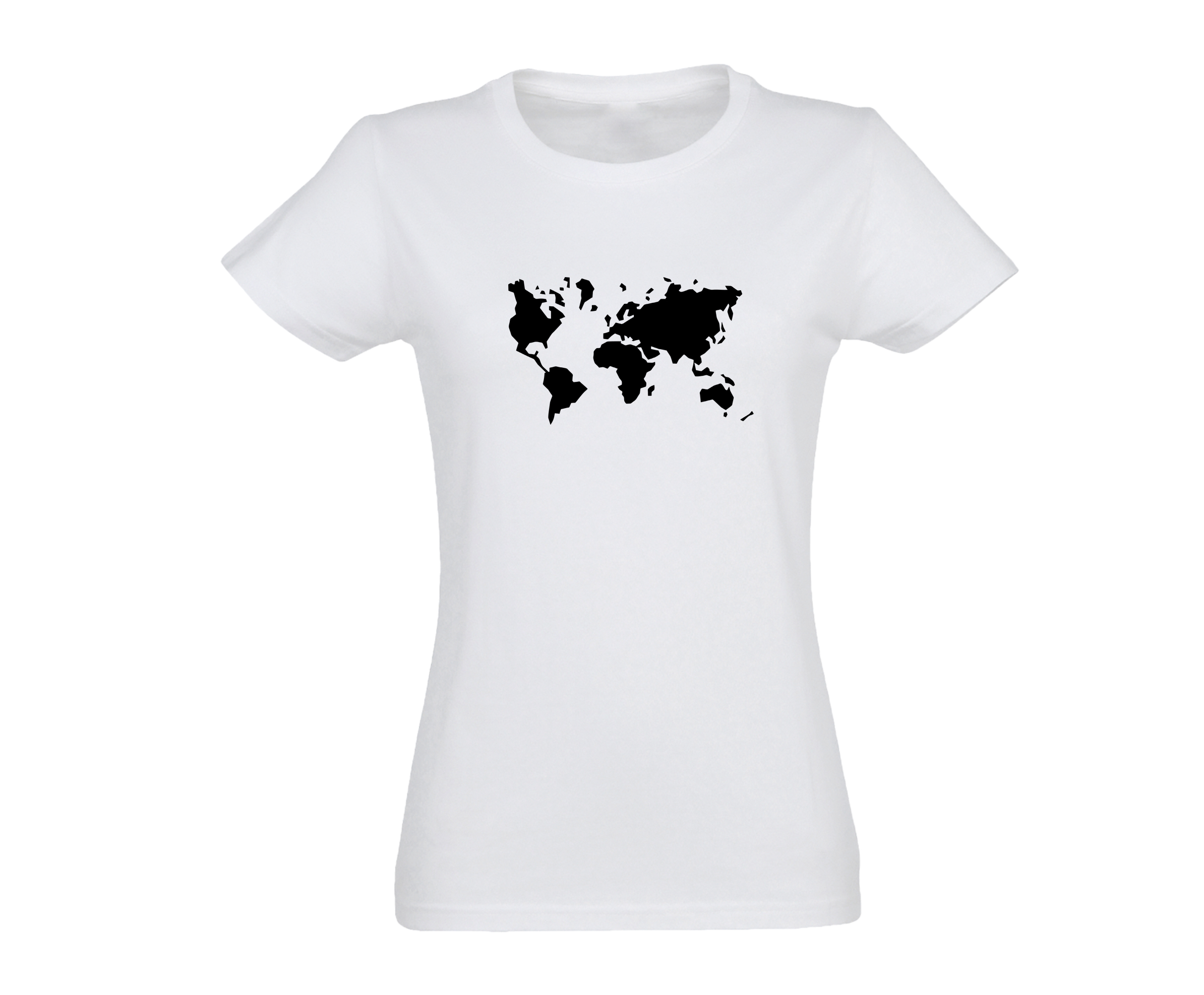 Balti moteriški marškinėliai Pasaulio žemėlapis
