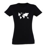 Juodi moteriški marškinėliai Pasaulio žemėlapis