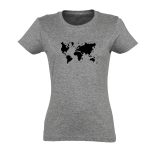 Pilki moteriški marškinėliai Pasaulio žemėlapis