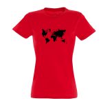 Raudoni moteriški marškinėliai Pasaulio žemėlapis