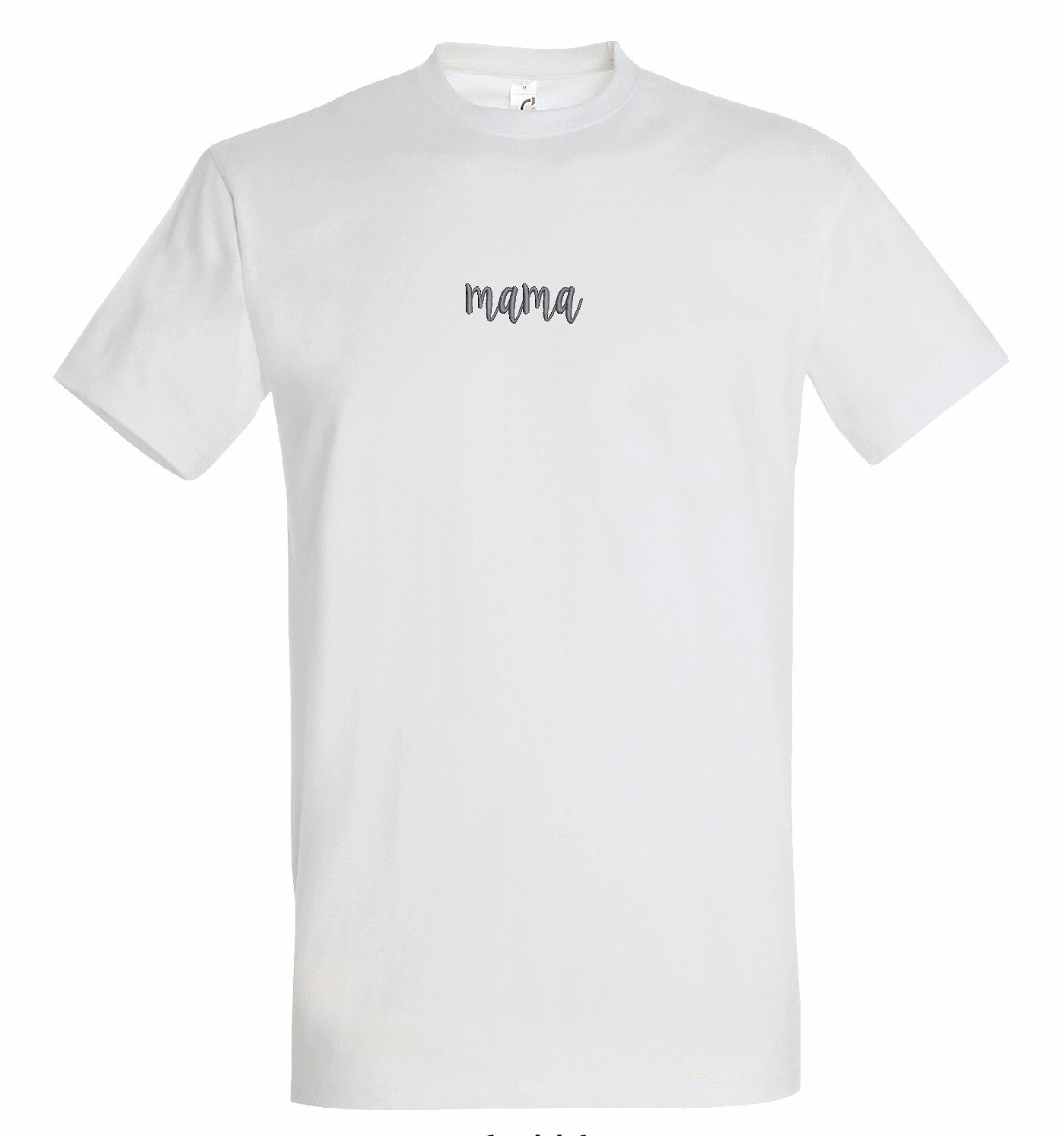 Balti minimalistiniai siuvinėti marškinėliai Mama