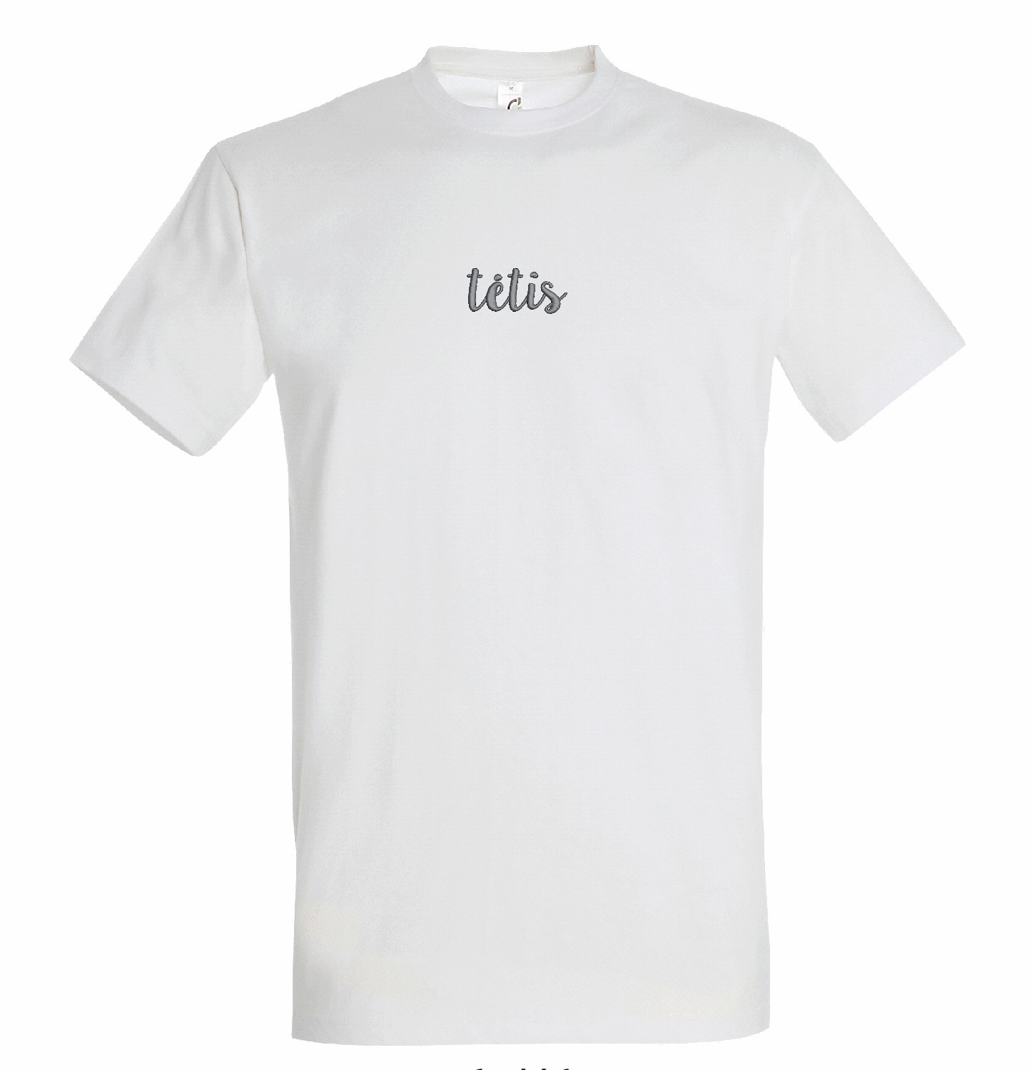 Balti minimalistiniai siuvinėti marškinėliai Tėtis