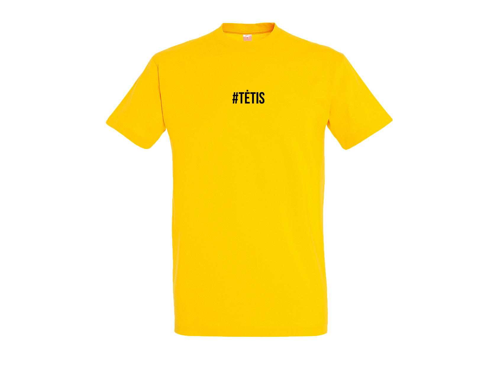 Geltoni minimalistiniai marškinėliai #TĖTIS