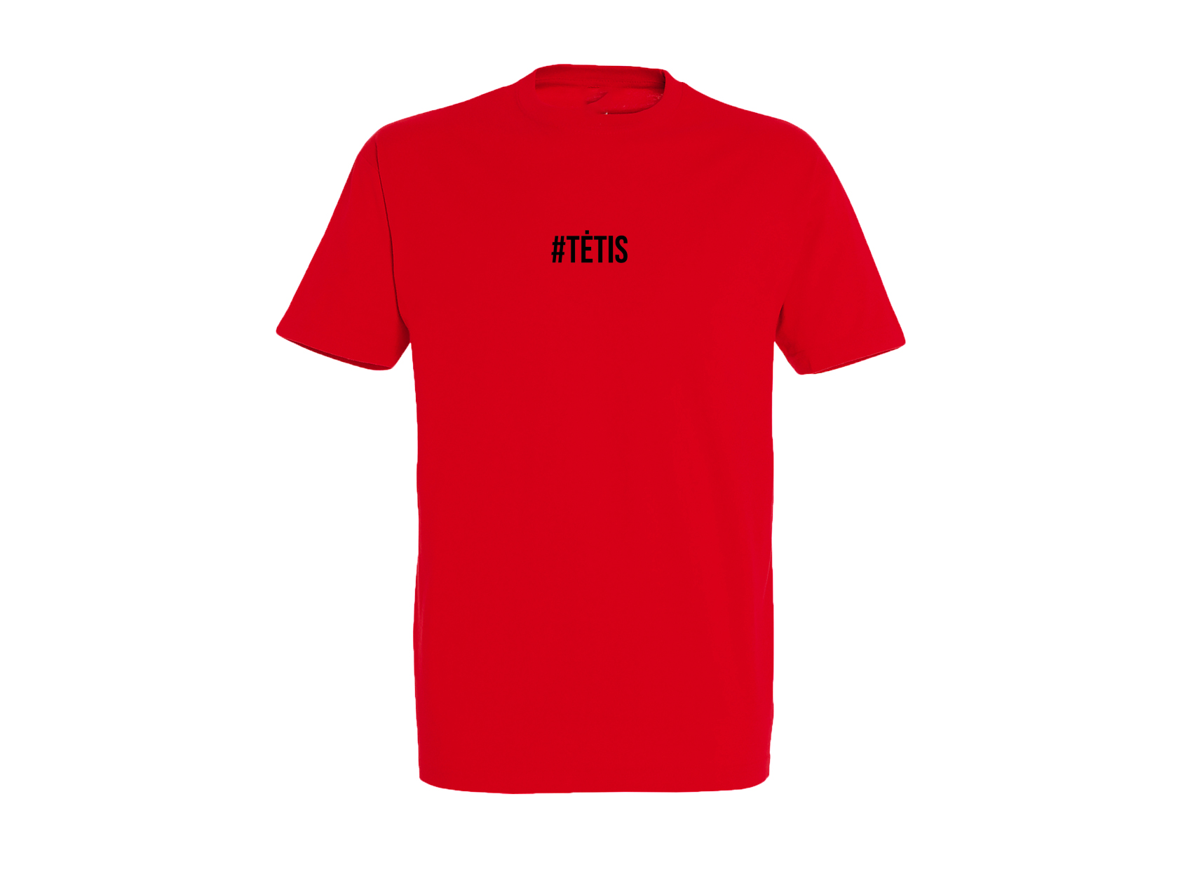 Raudoni minimalistiniai marškinėliai #TĖTIS