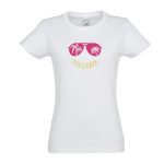 Balti įliemenuoti marškinėliai Vasara rožiniai akiniai